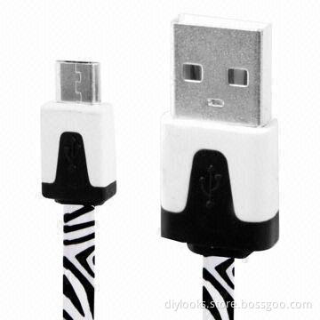 Zebra Texture Noodle Style Micro USB Data Sync Charger Cable for Samsung/HTC/LG/Sony/Nokia